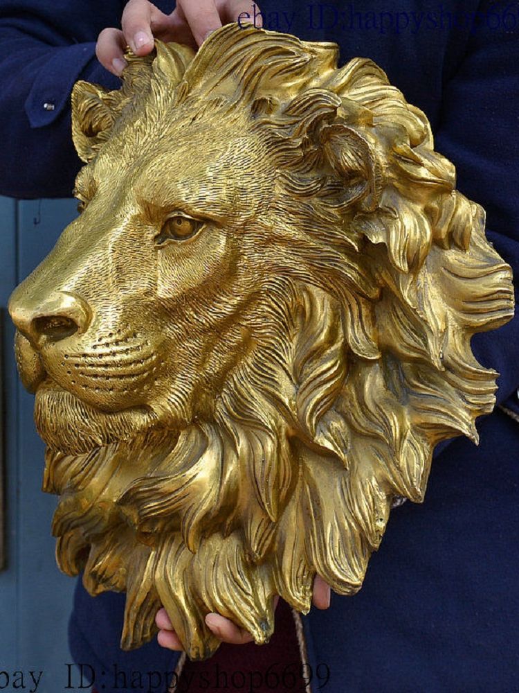 Art Craft Lion - 42 CM China Brass Copper Fengshui