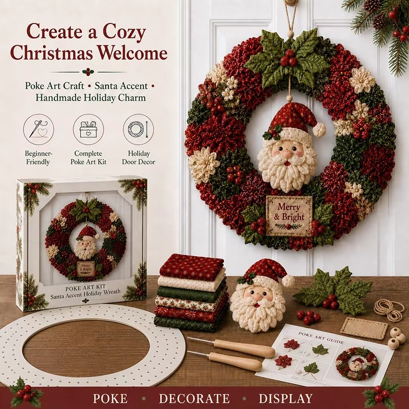 Art Craft Decoration - 3D Christmas Fabric Poke Art Kit