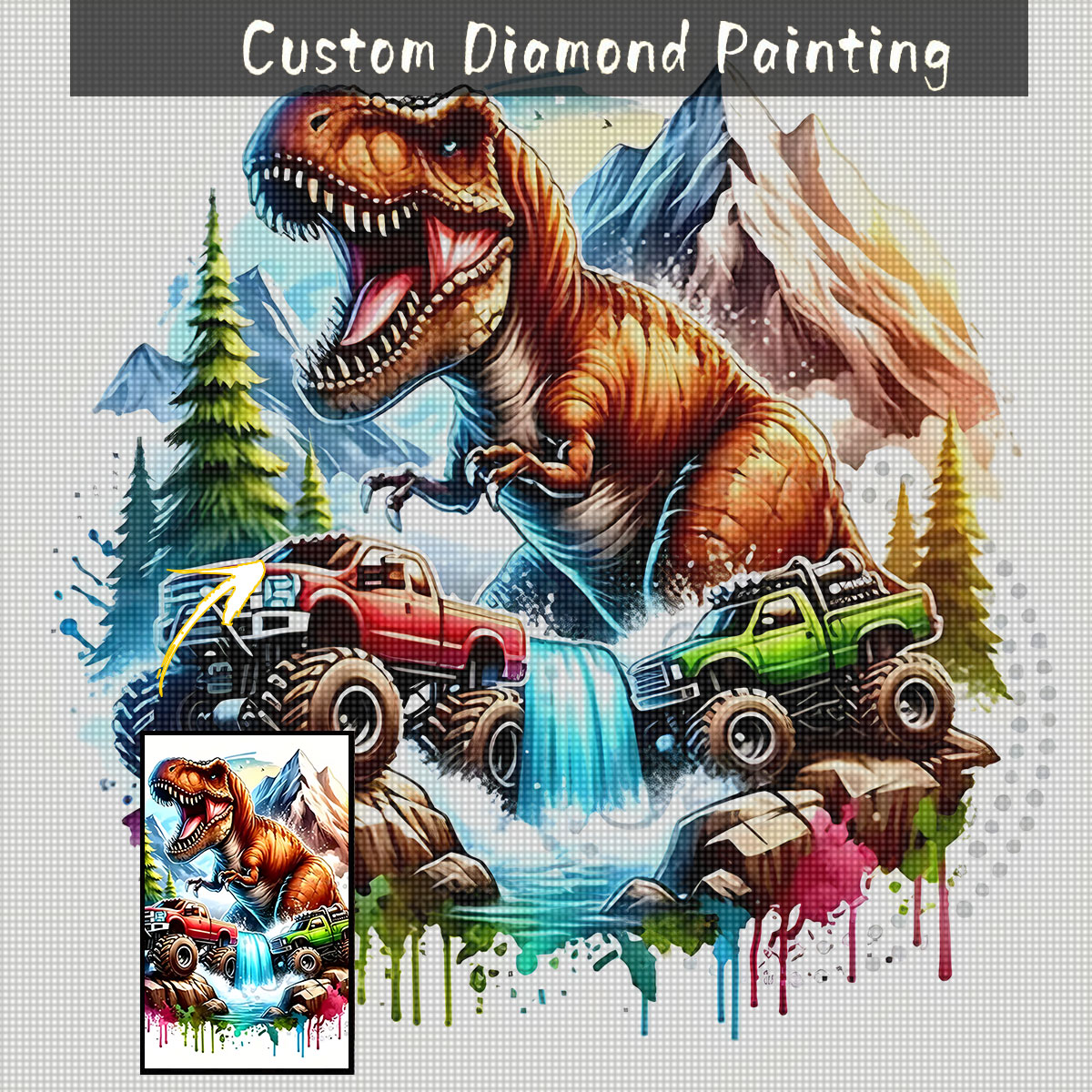 Dinosaur And Craft - Custom Photo 5D Diamond Painting Kit