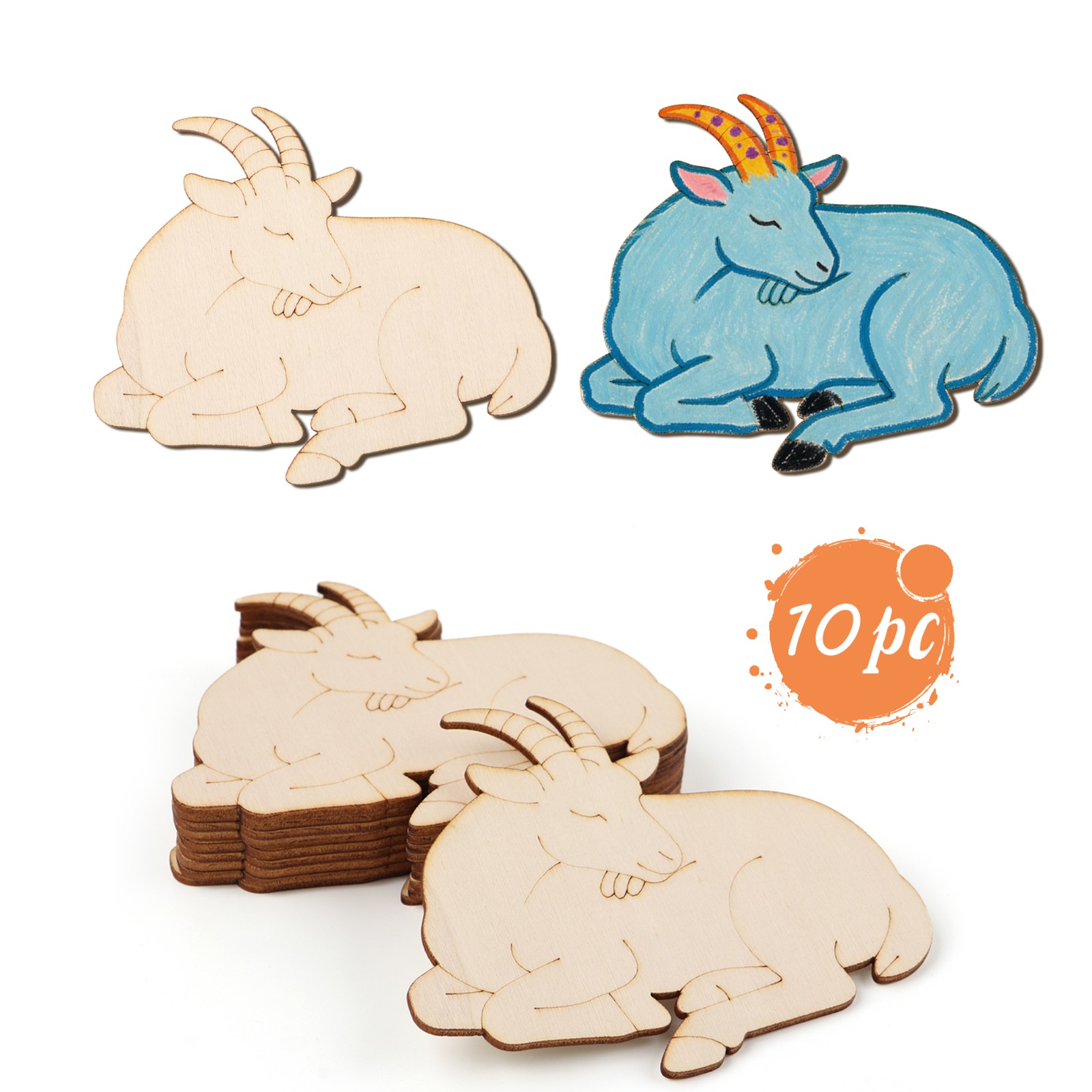 Art Craft Decoration - 10pcs/set Unfinished Wood Sheep Animal Ornaments