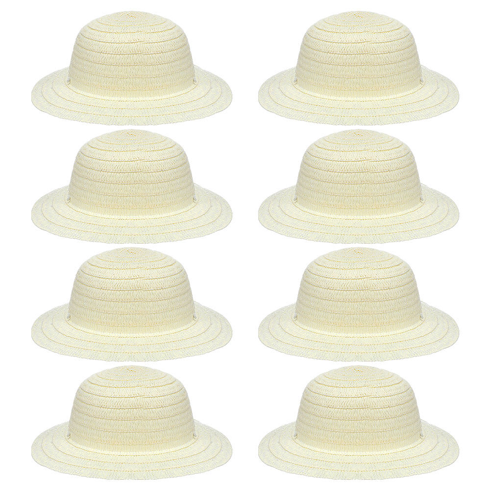 8Pcs White DIY Kids Straw Hats - Art Craft Decoration review and price