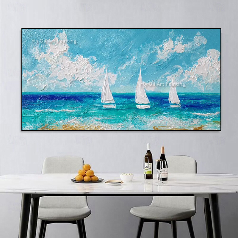 Bright Ocean Sailboat Impasto  - Painting Knife Palette review and price