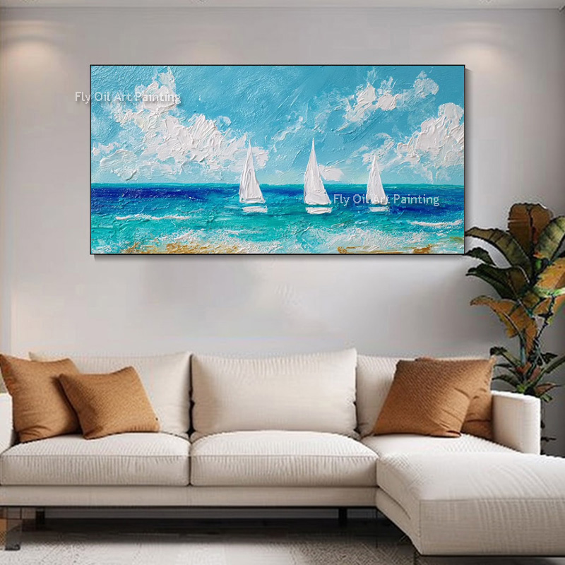 Bright Ocean Sailboat Impasto  - Painting Knife Palette review and price