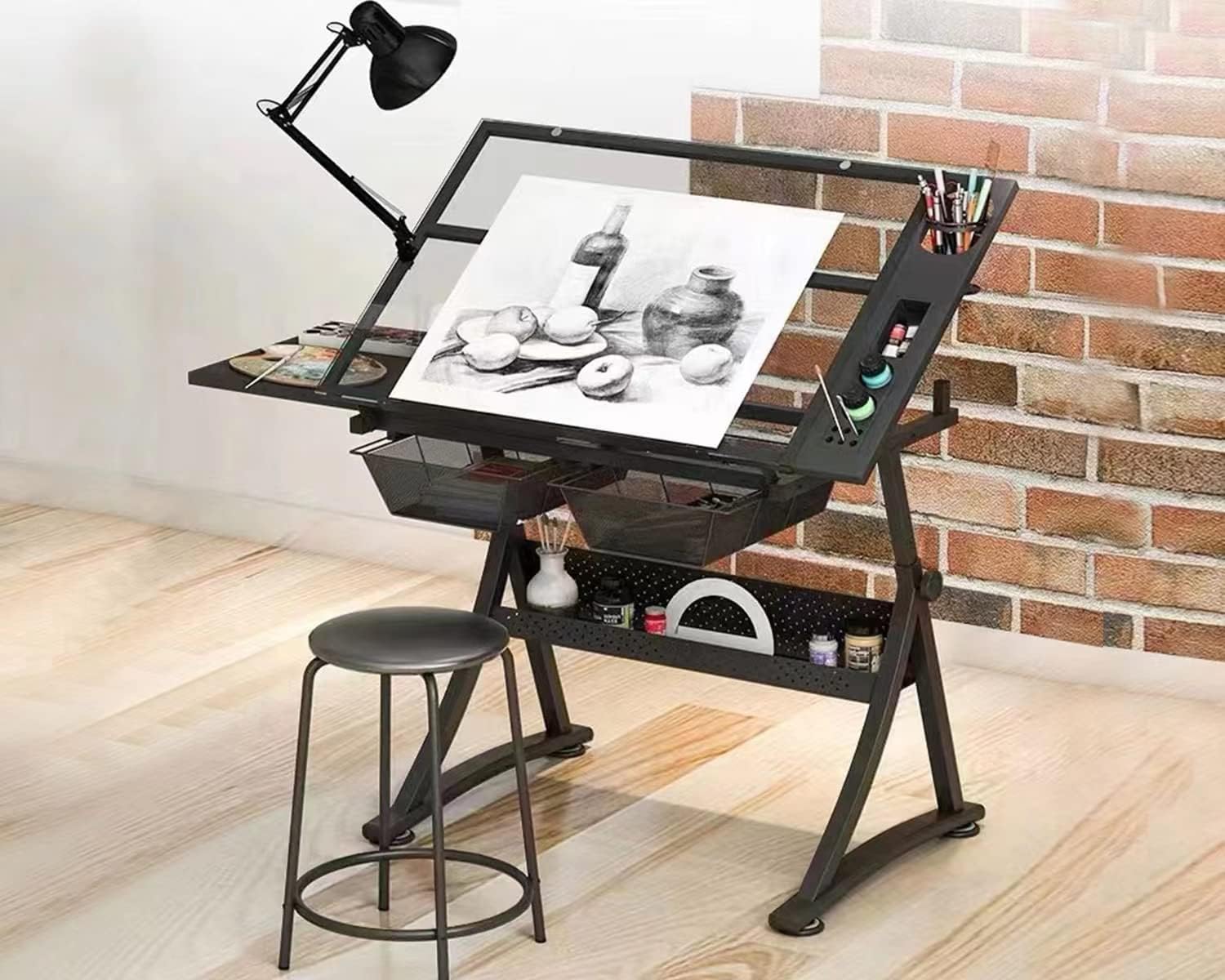Glass Drafting Table Art Desk  - Art And Craft Studio review and price