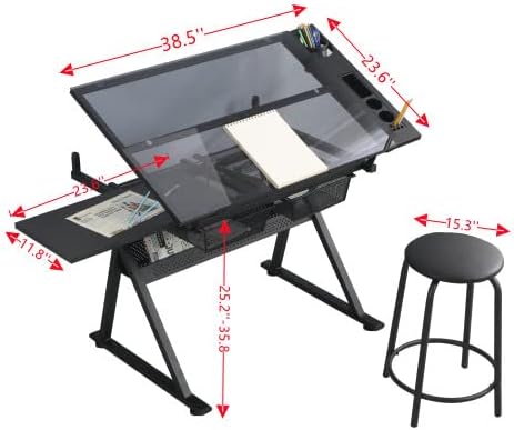 Glass Drafting Table Art Desk  - Art And Craft Studio review and price