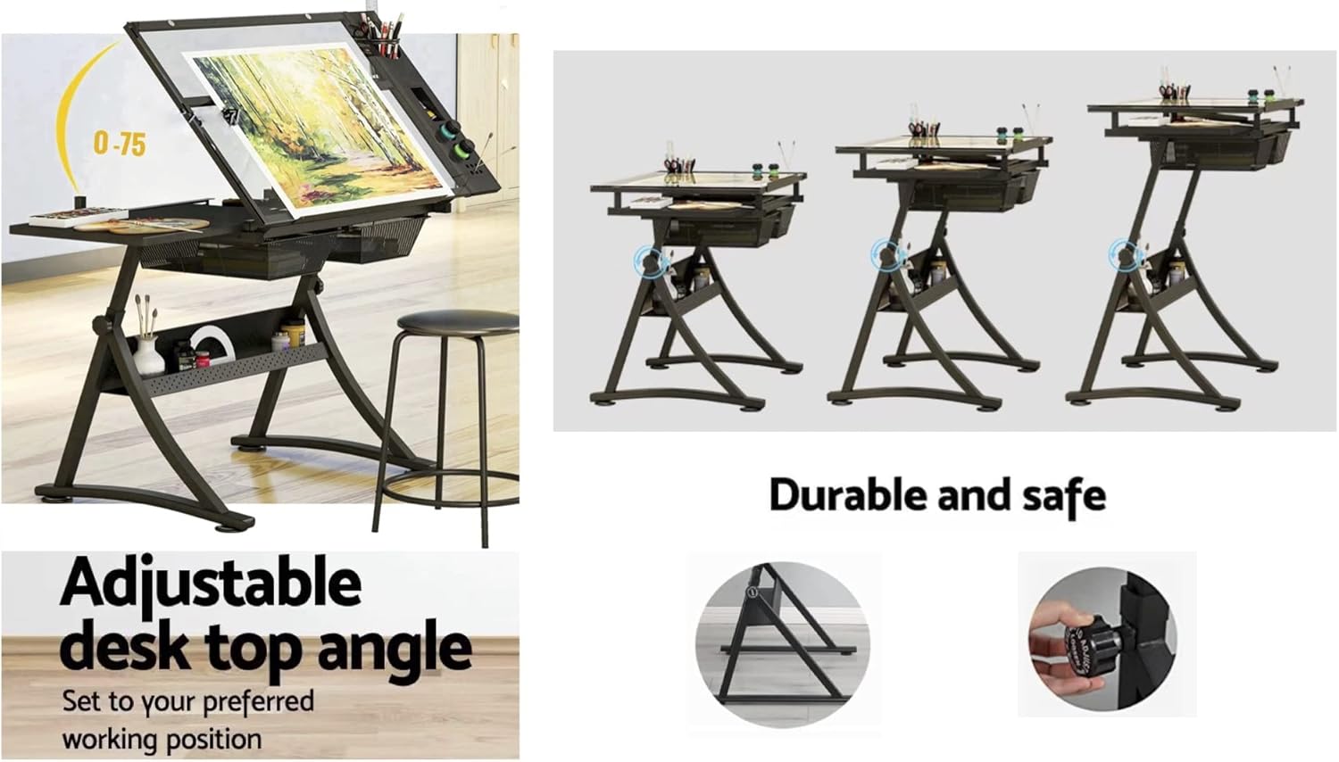 Glass Drafting Table Art Desk  - Art And Craft Studio review and price