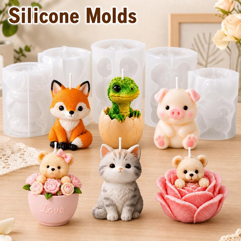 1pc Cute Animal Silicone Candl - Dinosaur And Craft review and price