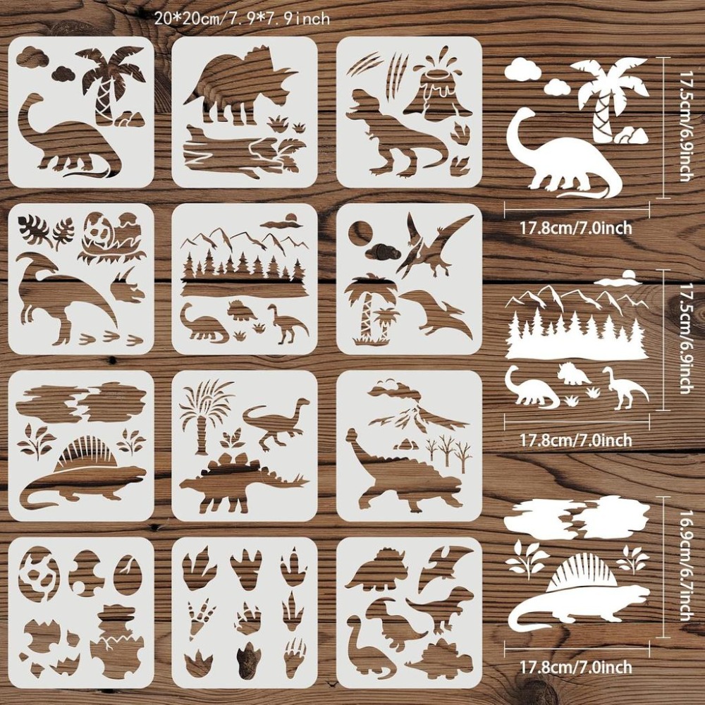 12 Pcs Dinosaur Stencils 7.9x7 - Dinosaur And Craft review and price